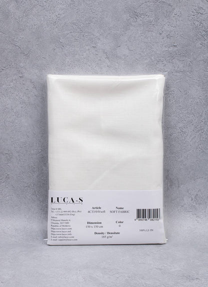 Luca-S Natural Pure 100% Lino Tessuto Morbido Colore Bianco