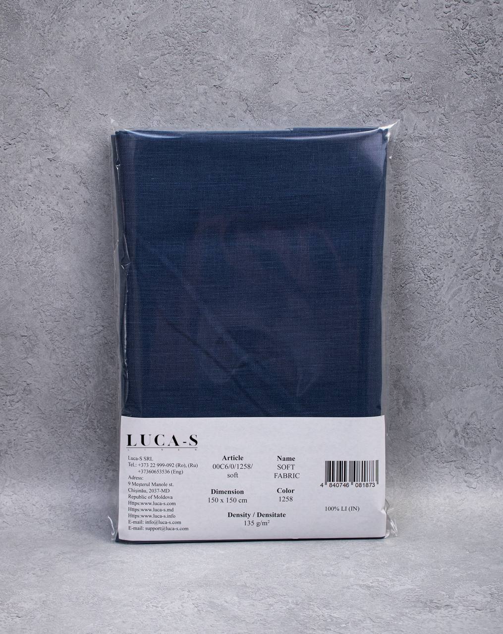 Luca-S Natural Pure 100% Lino Tessuto Morbido Colore Blu Navy