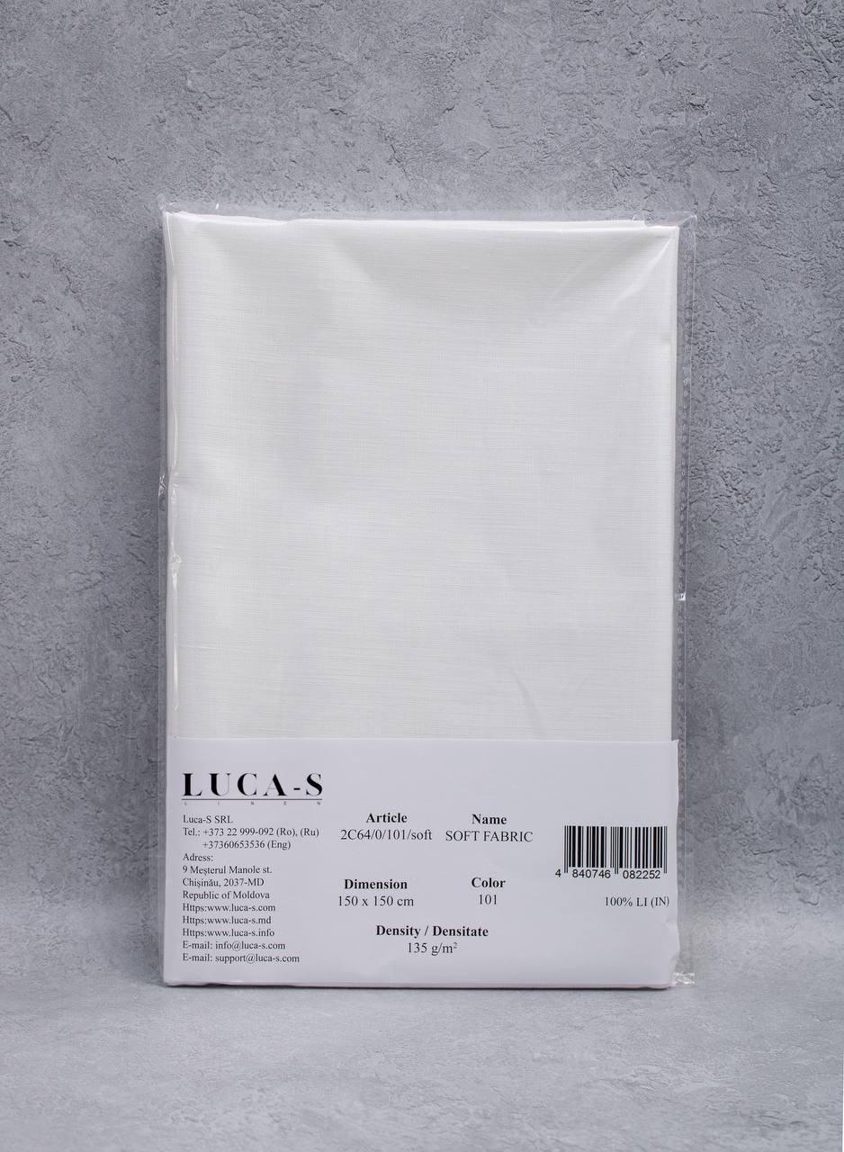 Luca-S Pure Natural 100% Lino Tessuto Morbido Colore Bianco