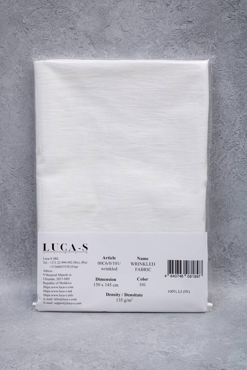 Luca-S Natural Pure 100% Lino Tessuto Stropicciato Colore Bianco Naturale