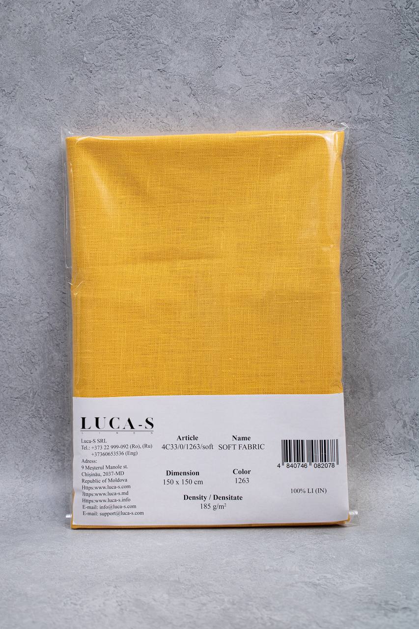 Luca-S Natural Pure 100% Lino Tessuto Morbido Colore Verga d'Oro