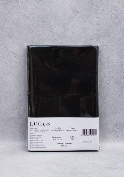 Luca-S Natural Pure 100% Lino Tessuto Morbido Colore Nero