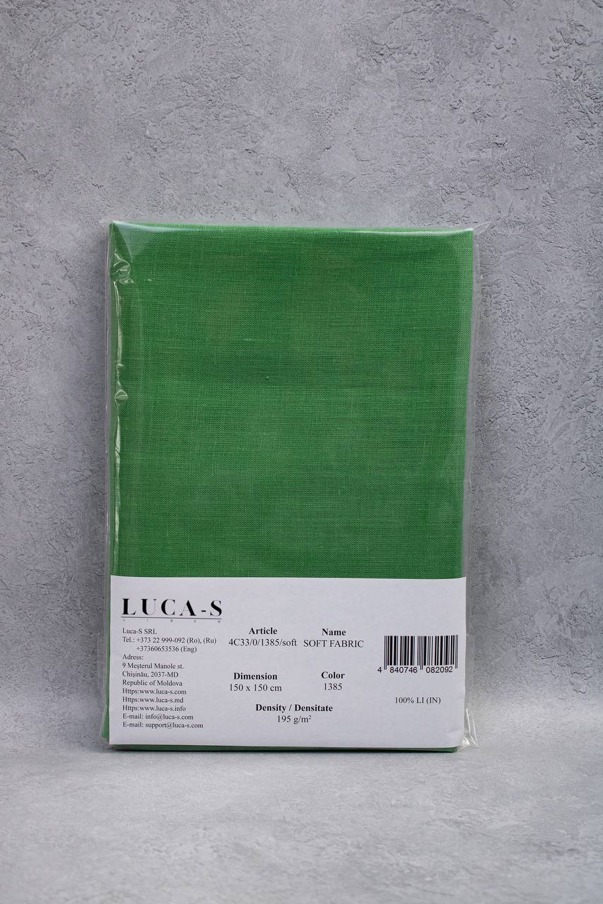 Luca-S Pure Natural 100% Lino Tessuto Morbido Colore Verde Erba