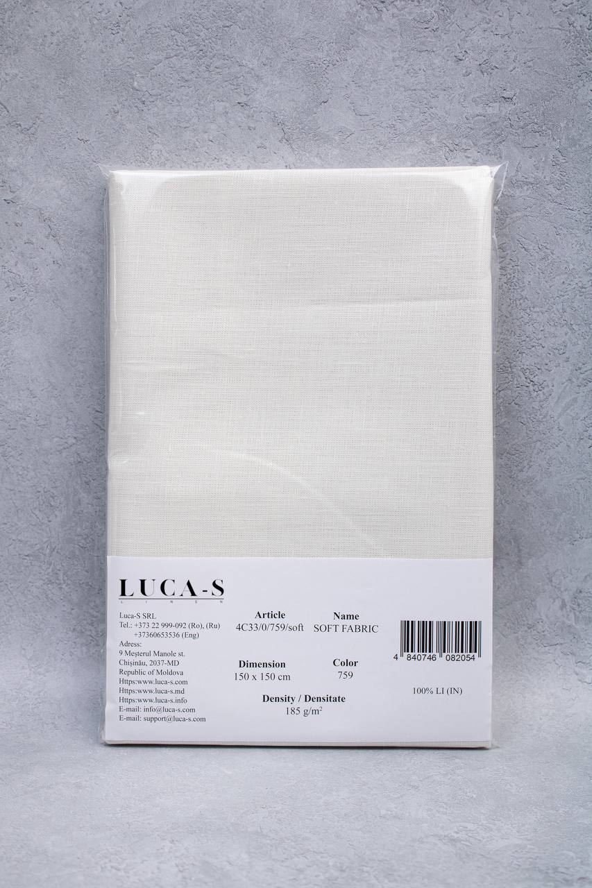 Luca-S Pure Natural 100% Lino Tessuto Morbido Colore Bianco Naturale