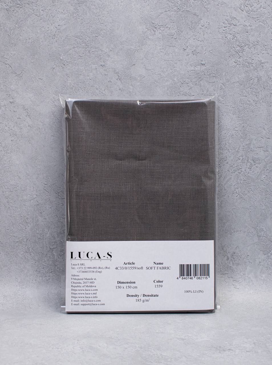 Luca-S Pure Natural 100% Lino Tessuto Morbido Colore Grigio Cenere