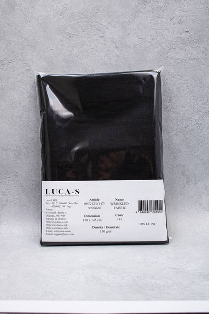 Luca-S Tessuto Naturale Puro Lino 100% Stropicciato Colore Nero