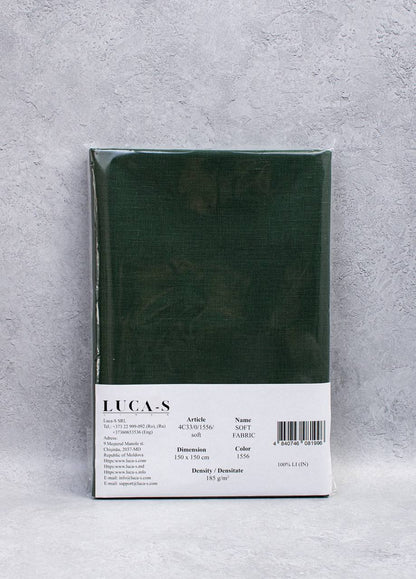 Luca-S Pure Natural 100% Lino Tessuto Morbido Colore Edera