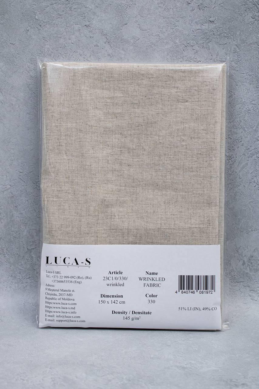 Tessuto Luca-S Naturale Puro Lino Stropicciato Colore Rustico