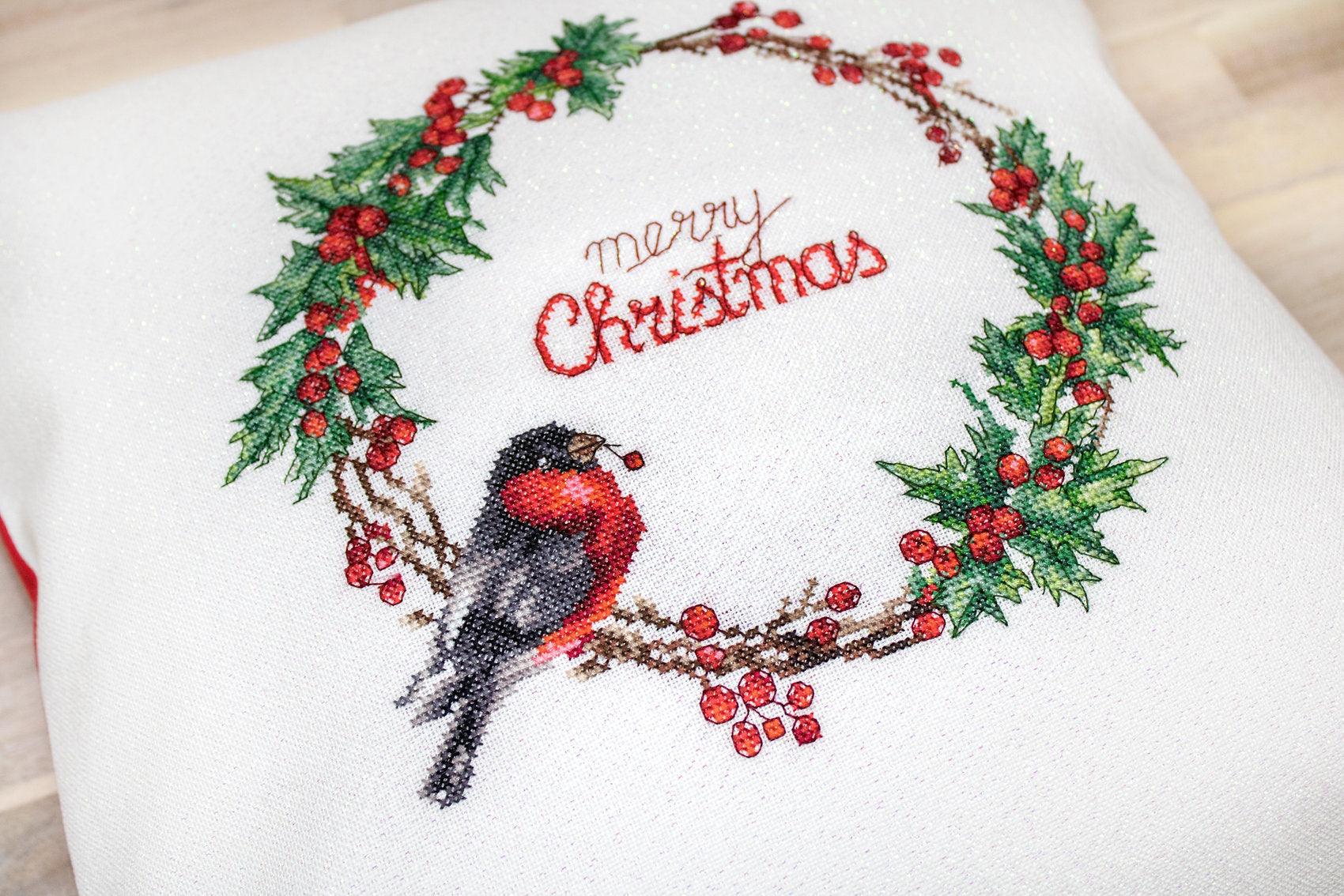 Pillow Kit - Cross Stitch - Christmas Bird, PB197 - Luca-S