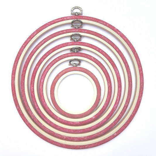 Pink Embroidery Round Hoop - Nurge Flexible Hoop, Round Cross Stitch Hoop - Luca-S Hoops