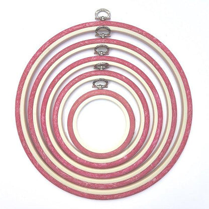 Pink Embroidery Round Hoop - Nurge Flexible Hoop, Round Cross Stitch Hoop - Luca-S Hoops